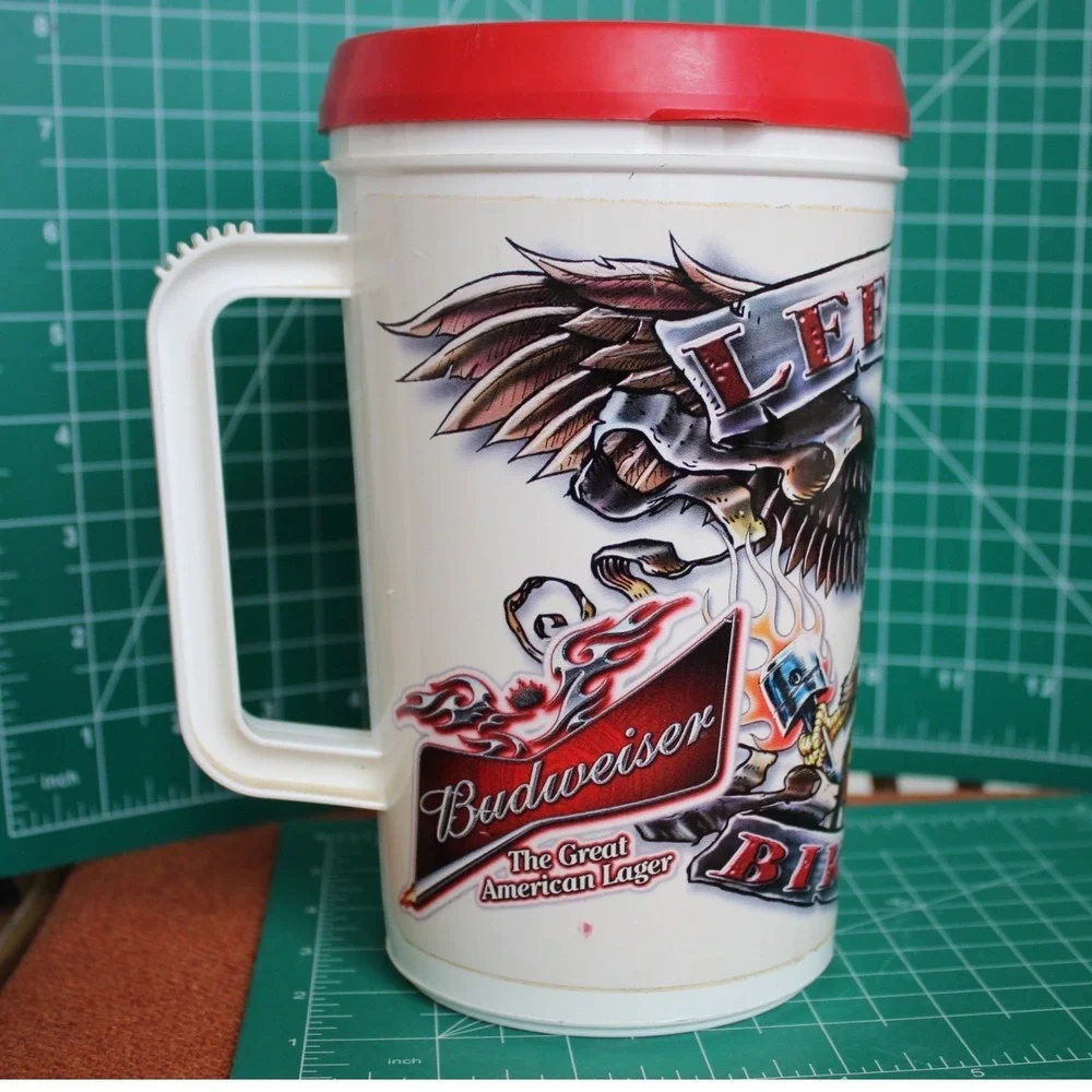 Budweiser Leesburg Bikefest 2014 18th Annual Plastic Travel‎ Mug Eagle Red Lid
